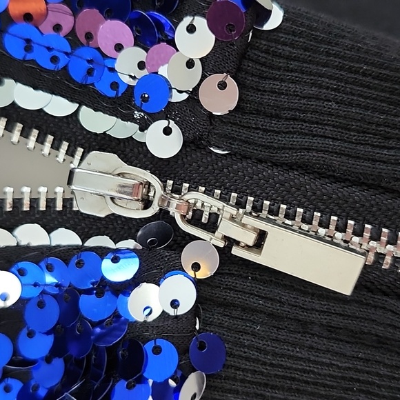 Sequin Long Sleeve Bomber Jacket - Picture 7 of 12